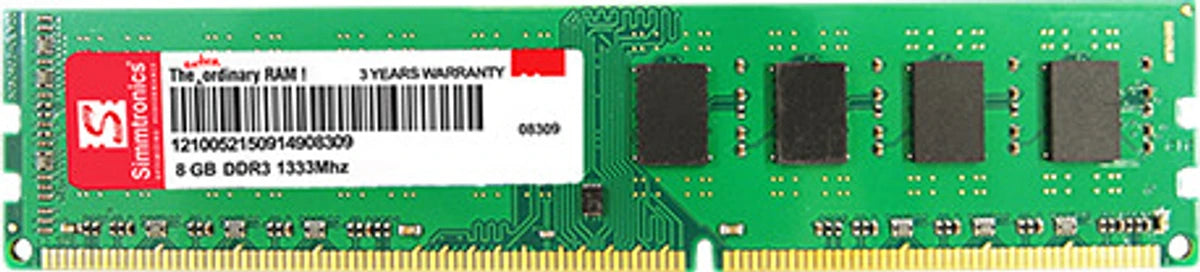 Simmtronics 8GB DDR3 Ram for Desktop 1600 Mhz with 3 Years Warranty
