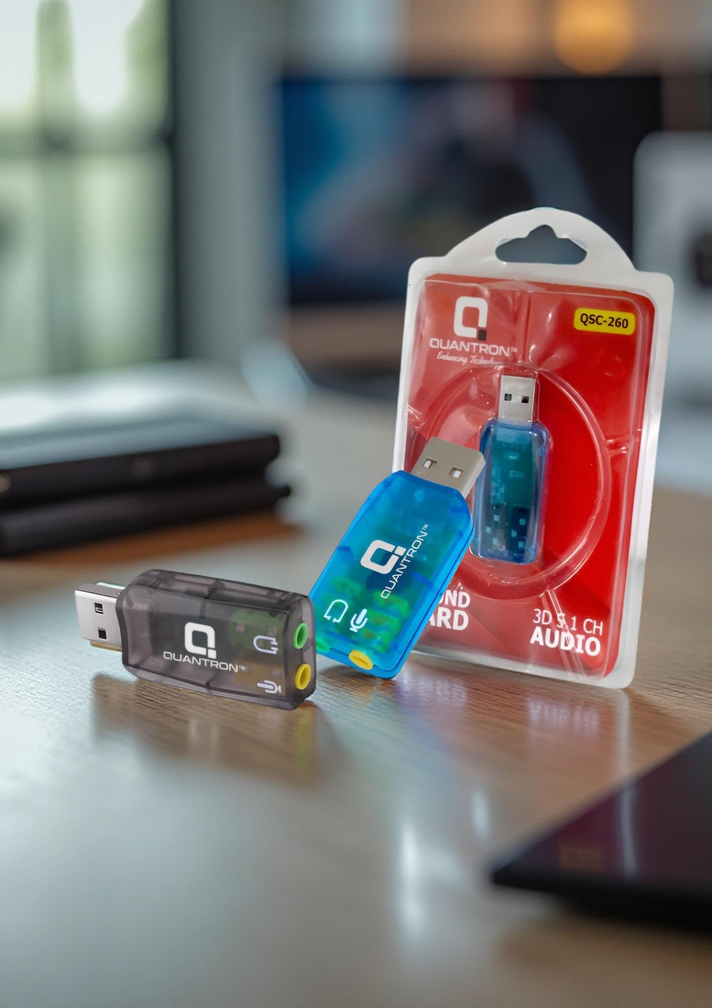 QUANTRON QSC-260 USB Sound Card | 3D 5.1 Channel Audio Adapter | Plug & Play | Virtual Surround Sound | Compatible with Windows/Linux/Mac | No